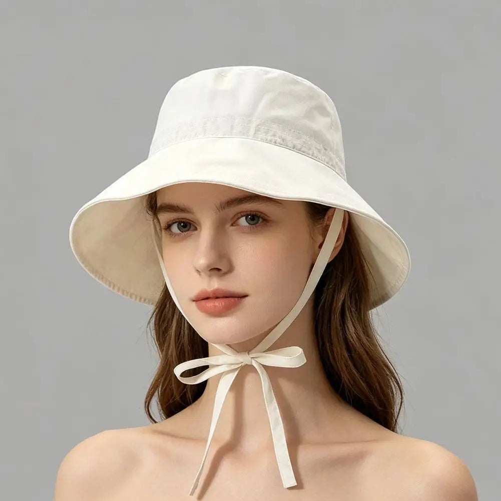 Women's UV Bucket Hat – Bow Tie Chin Strap Beach Sun Hat Sun Protection Hat Axl