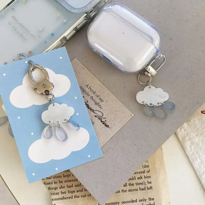 Cute Cloud Raindrop Keychain – Phone Lanyard & Bag Charm Novelty Keychain Axl