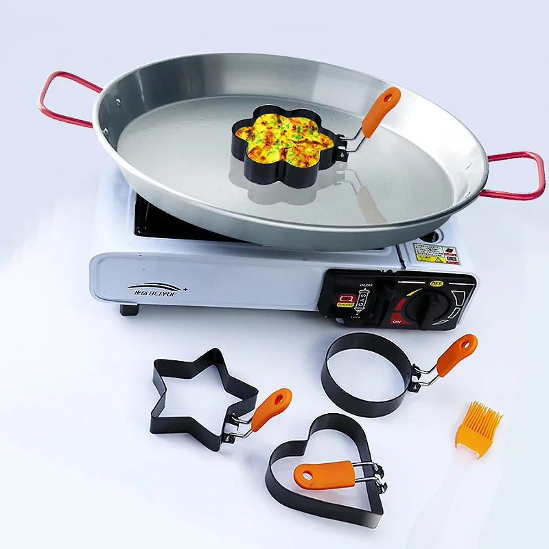 5-Pc Stainless Steel Egg Mold Set – Heart, Star & Pancake Rings Egg Pancake Mold Set Axl