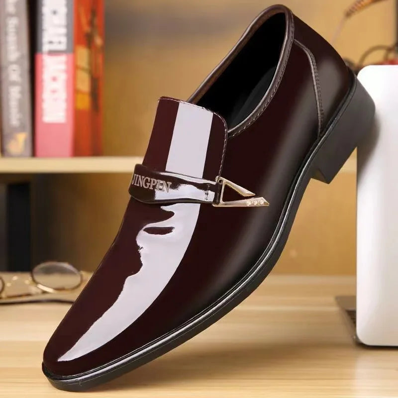YBQJOO Men's High Gloss Slip-On Loafers | Business Dress Shoes Men's Dress Loafers Axl