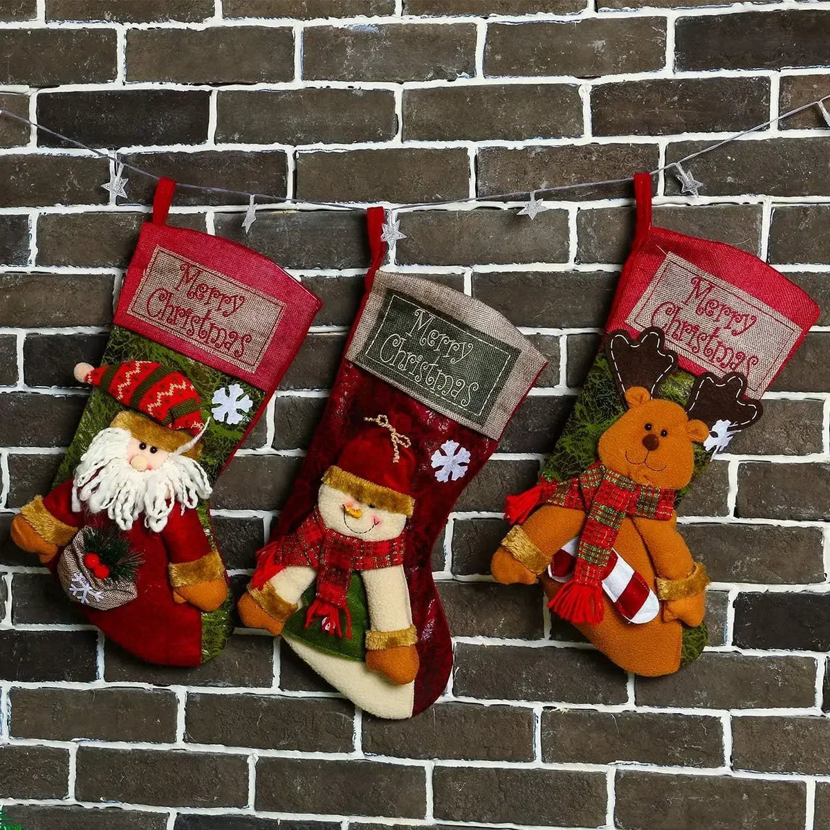 Large Christmas Stockings Set of 3 – Santa, Snowman & Reindeer Christmas Stockings Axl