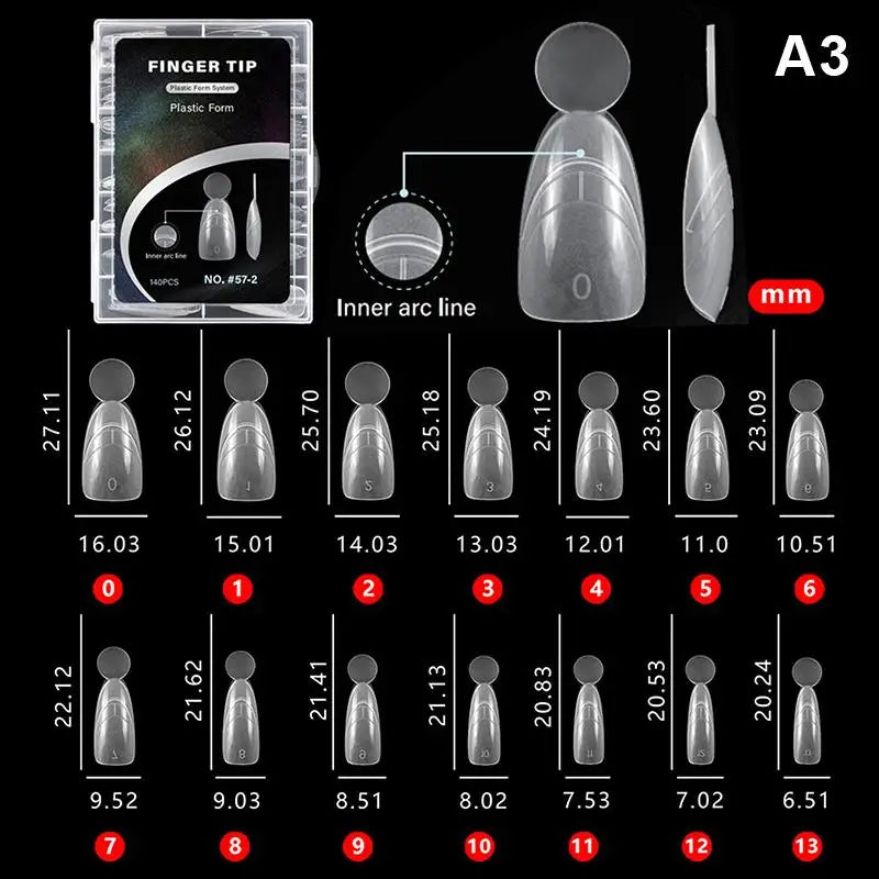 140Pcs Reusable Dual Nail Forms – 14 Size Oval & Square Molds Nail Extension Forms Axl A3