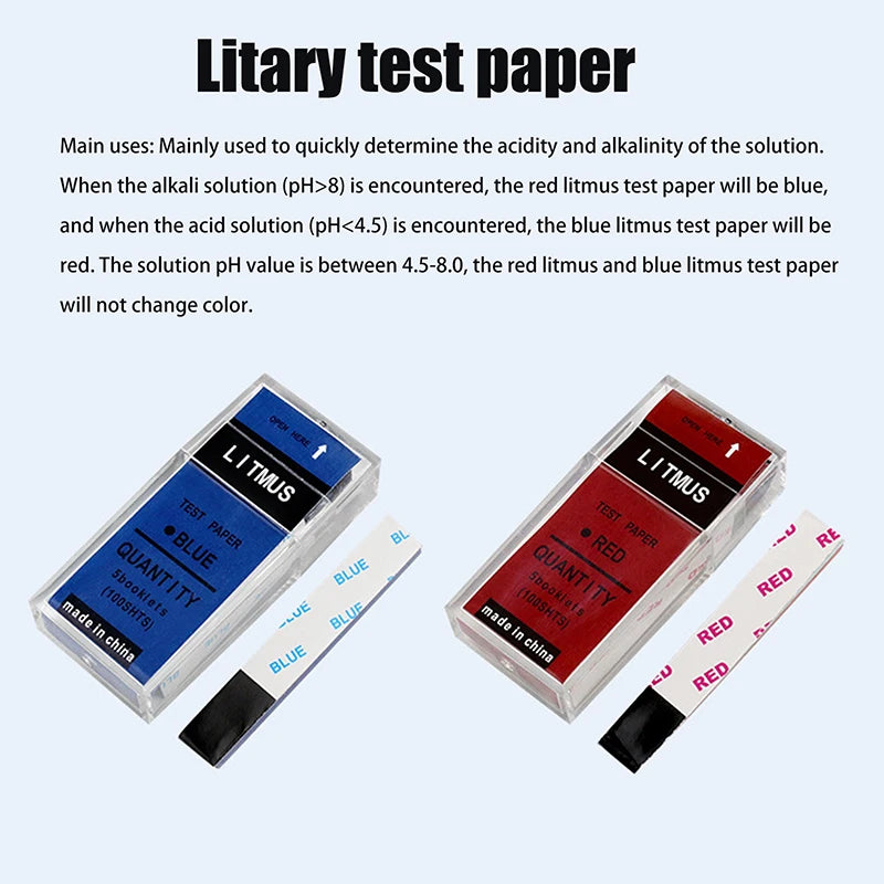 100-Pack Red & Blue Litmus pH Test Strips – Water, Soil & Lab pH Test Strips Axl