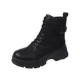 YBQJOO Women's Belt Buckle Ankle Boots – Soft Sole Winter Women's Ankle Boots Axl black order 37