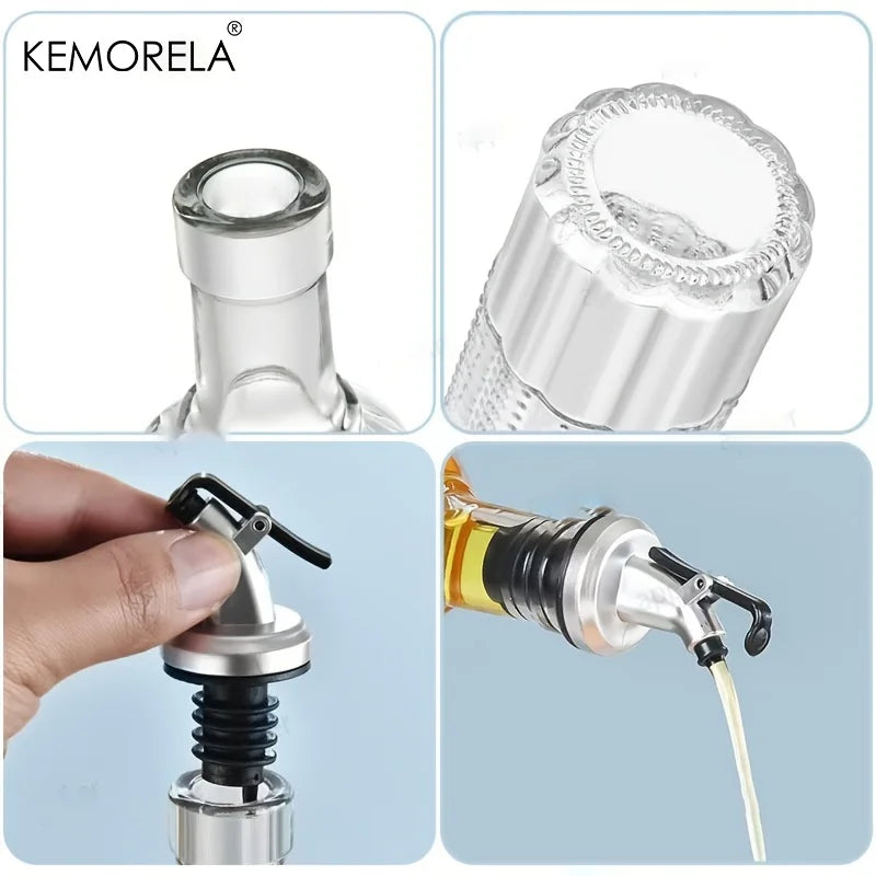 KEMORELA Glass Olive Oil Decanter – Leak-Proof Pouring Spout Oil Decanter Bottle Axl