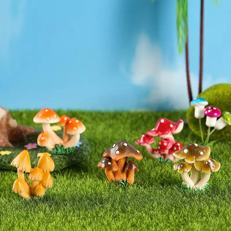 Resin Mushroom Figurines – Mini Garden Bonsai Fairy Decor Garden Figurine Axl