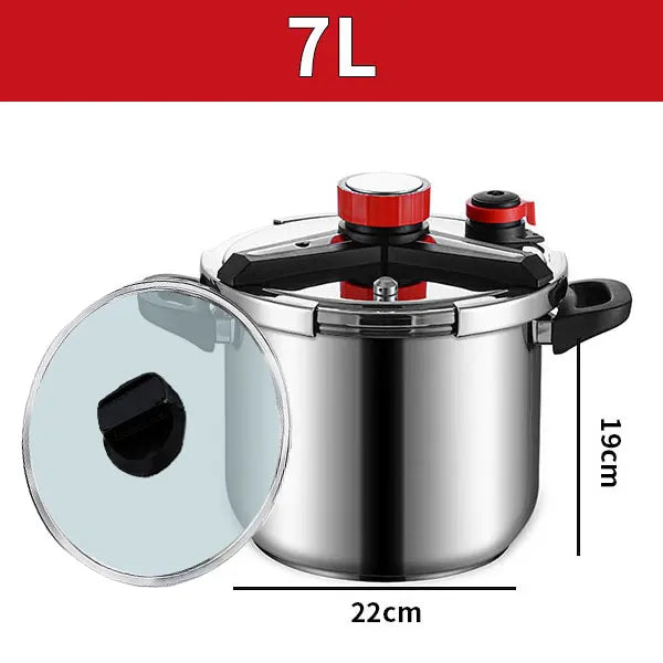 PGY Stainless Steel Pressure Cooker 1.8–7L | Induction + Glass Lid Pressure Cooker Axl 7L with Glass Lids