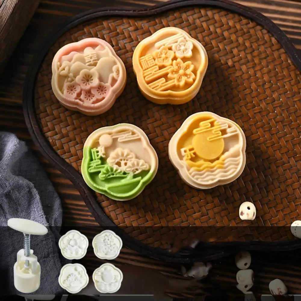 Mooncake Mold – Sakura Flower Stamp & Fondant Cake Tool Baking Mold Axl H 4pcs