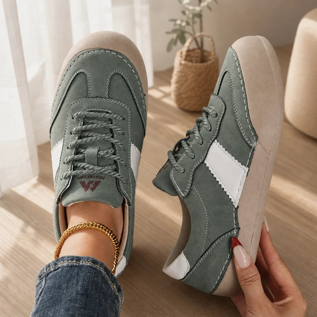 ZULIWAGN Women's Wide Toe Flat Casual Sneakers | Lace-Up Women's Flat Sneakers Axl 42 green