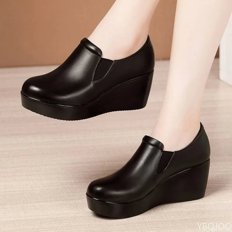 Women's Wedge Platform Loafers – Slip-On Casual Shoes Wedge Loafers Axl