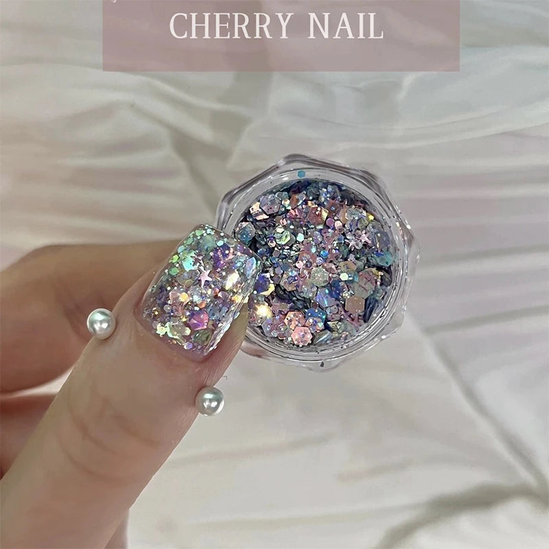 3D Laser Nail Glitter Sequins – Holographic Flakes for Nail Art Nail Art Glitter Axl