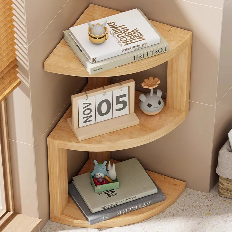 Wooden Corner Shelf Organizer – 2-3 Tier Display Storage Rack Corner Shelf Rack Axl