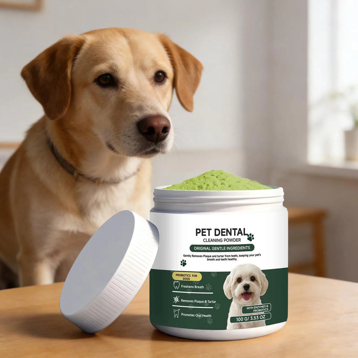 Dog Teeth Cleaning Powder – No Brushing, All Breeds & Cats Pet Dental Powder Axl