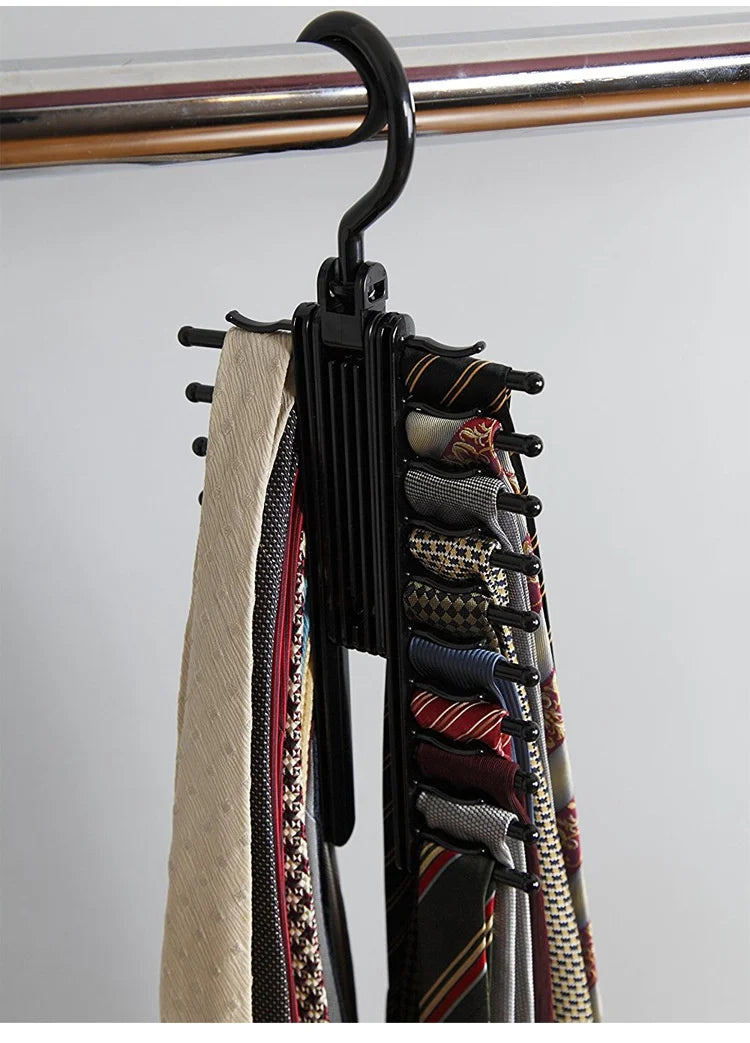 20-Row Tie & Belt Organizer Rack – 360° Rotating Closet Hook Closet Organizer Rack Axl