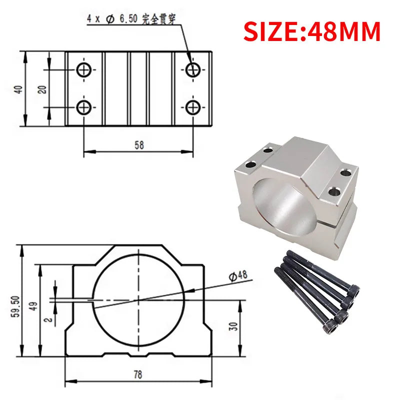Metal Alloy DC Motor Fixing Bracket 40–48mm Spindle Mount Motor Fixing Bracket Axl 48mm