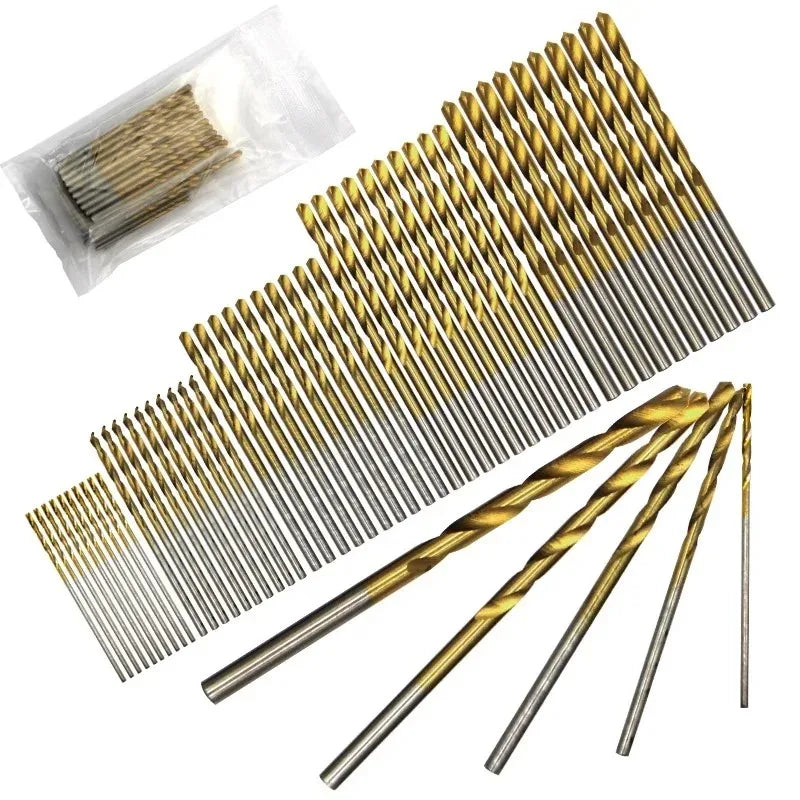 50-Pc Titanium Twist Drill Bit Set 1–3mm | Mini Wood Bits Twist Drill Bit Set Axl