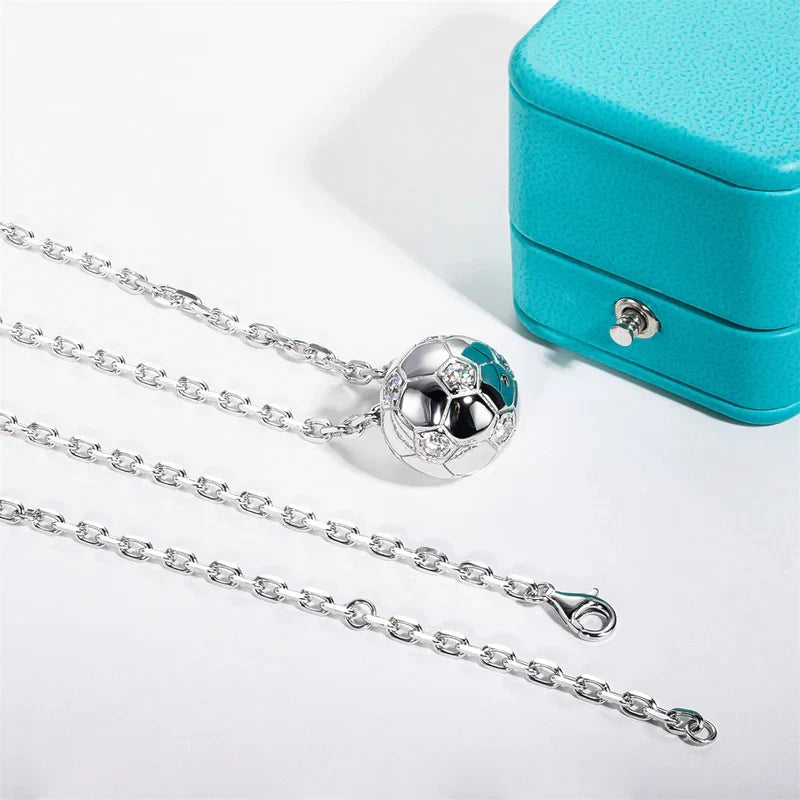 Huitan Football Pendant Necklace – Cubic Zirconia Sport Jewelry Pendant Necklace Axl