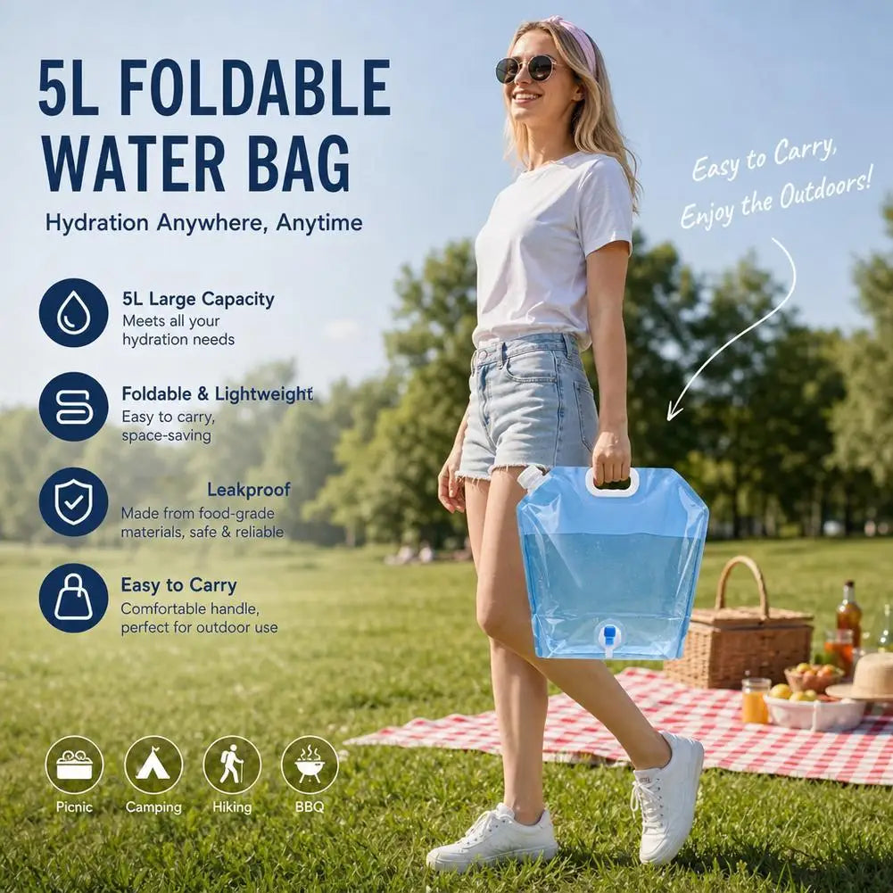 Foldable Camping Water Bag 5L & 10L – Collapsible Storage Bag Collapsible Water Bag Axl