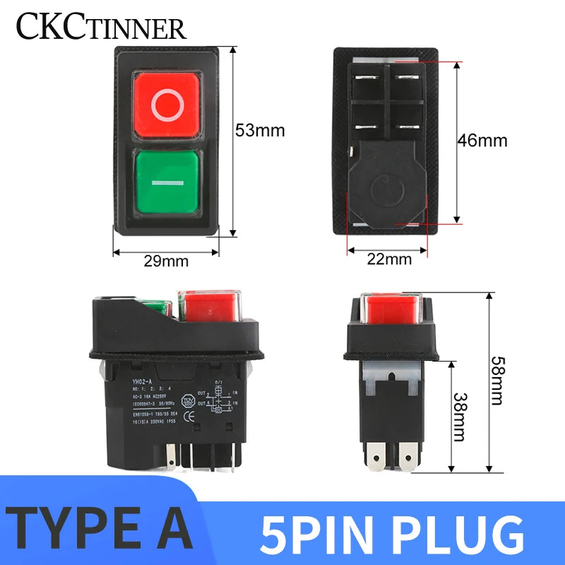 YH02A IP55 Electromagnetic Push Button Safety Switch – KLD28A KJD17A Push Button Switch Axl TYPE-A 5PIN PLUG 110 V