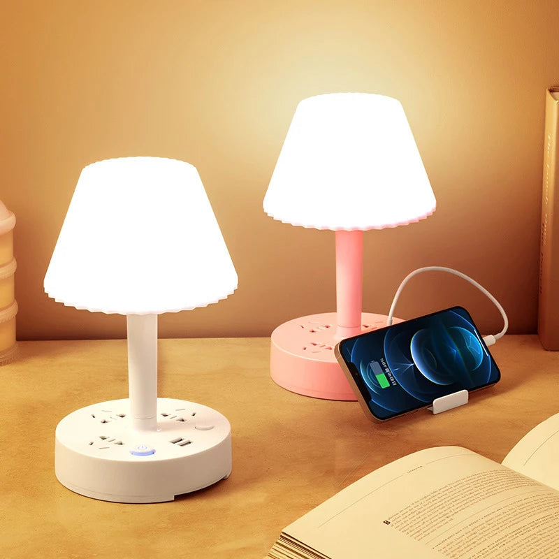 Desk Lamp with 3 AC Outlets, Dual USB Ports & Phone Holder Desk Lamp Axl
