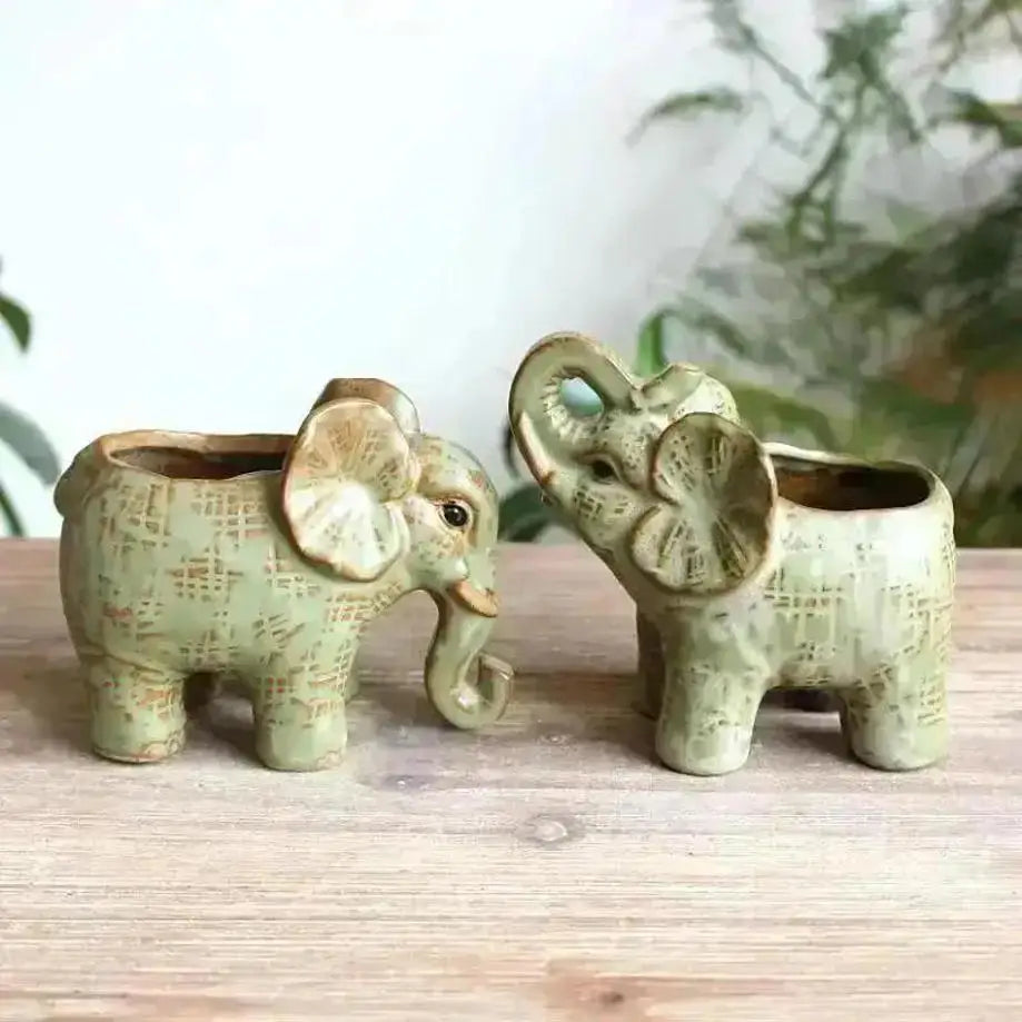 Vintage Ceramic Elephant Succulent Planter | Home Garden Decor Ceramic Succulent Planter Axl
