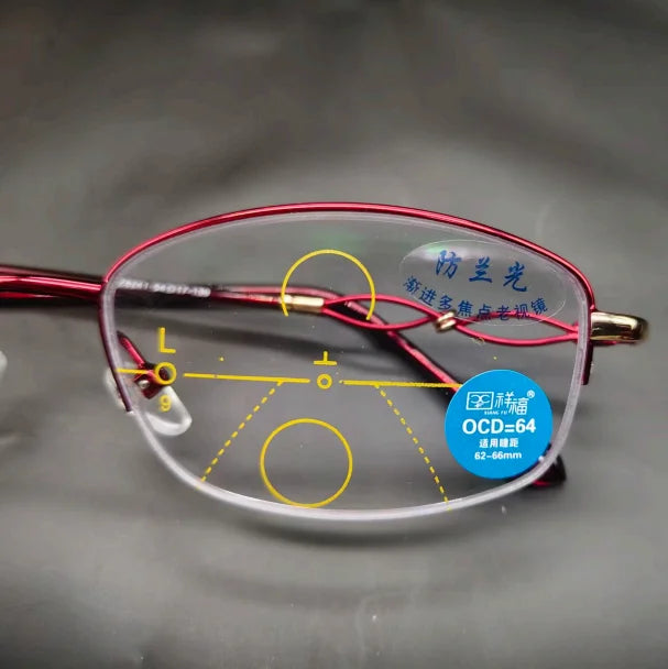Multifocal Photochromic Reading Glasses – Anti-Blue Half Frame Reading Glasses Axl