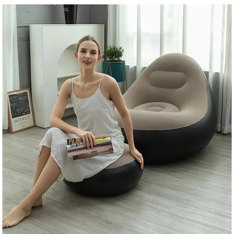 PVC Flocking Inflatable Sofa – Portable Foldable Lounge Chair Inflatable Lounge Chair Axl