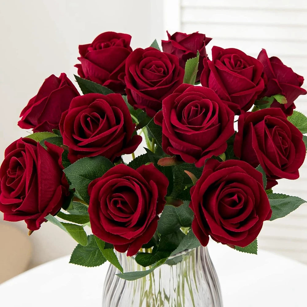 5-Pack Silk Rose Long Stem Bouquet | Wedding & Home Decor Artificial Flower Bouquet Axl