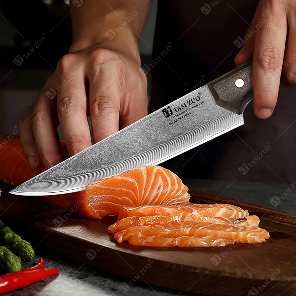 TAMZUO 67-Layer Damascus Steel Chef Knife | Japanese Kitchen Knife Damascus Chef Knife Axl