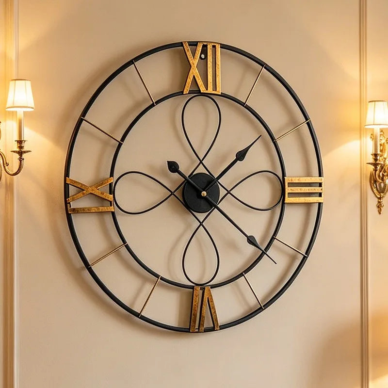 Retro Metal Wall Clock – 60cm Silent Large Living Room Decor Wall Clock Axl