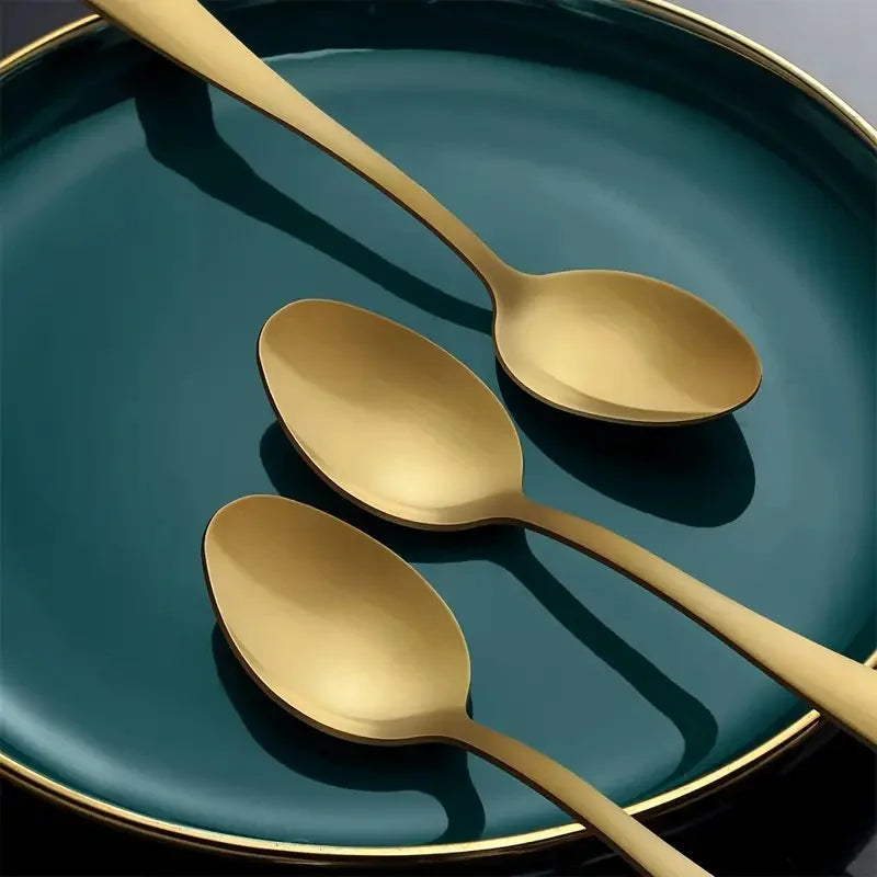 8-Piece Gold Stainless Steel Coffee & Tea Spoons Set Flatware Spoon Set Axl