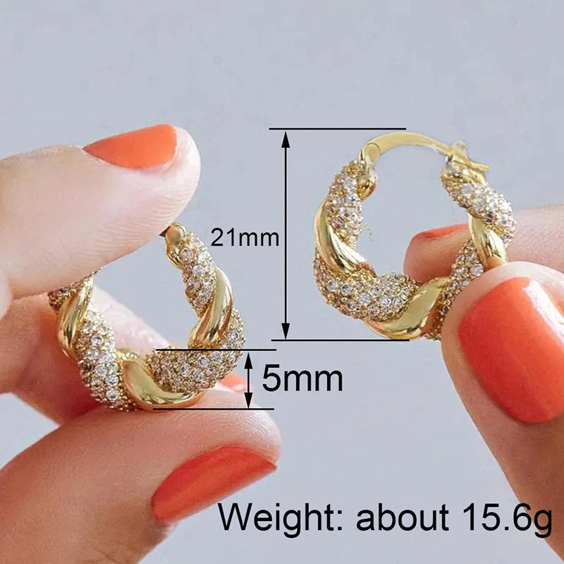 Huitan Twisty Hoop Earrings – Cubic Zirconia Women's Jewelry Hoop Earrings Axl
