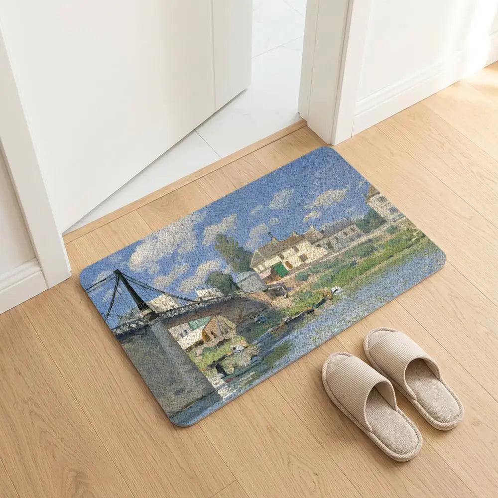 Diatomite Bath Mat – Quick Dry Anti-Slip Art Alfred Sisley Diatomite Bath Mat Axl White6 50x80cm