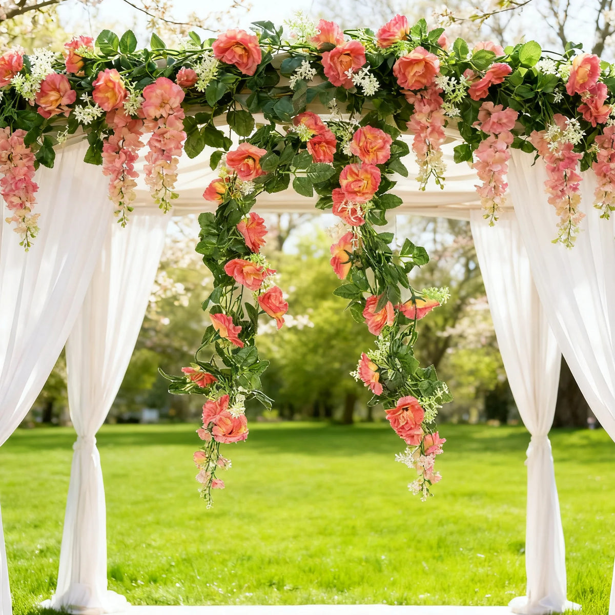 Artificial Rose Vine Garland – Silk Flower Wall Decor 220cm Silk Flower Garland Axl