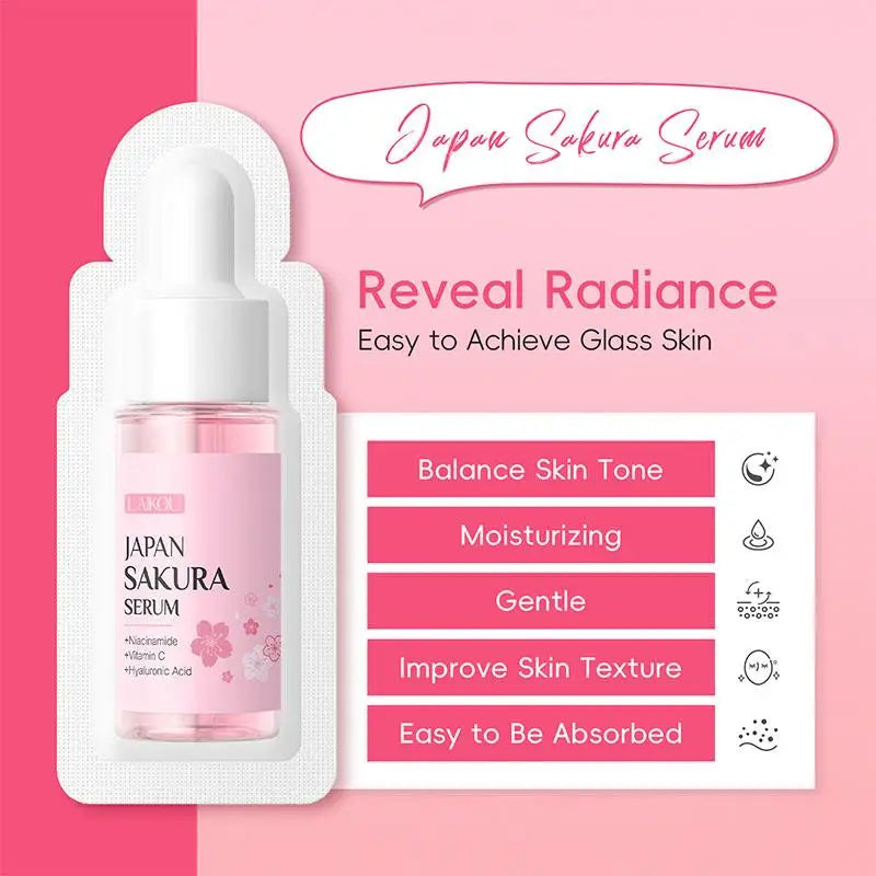 10-Pack Sakura Hyaluronic Acid Face Serum – 1ml Travel Size Face Serum Axl
