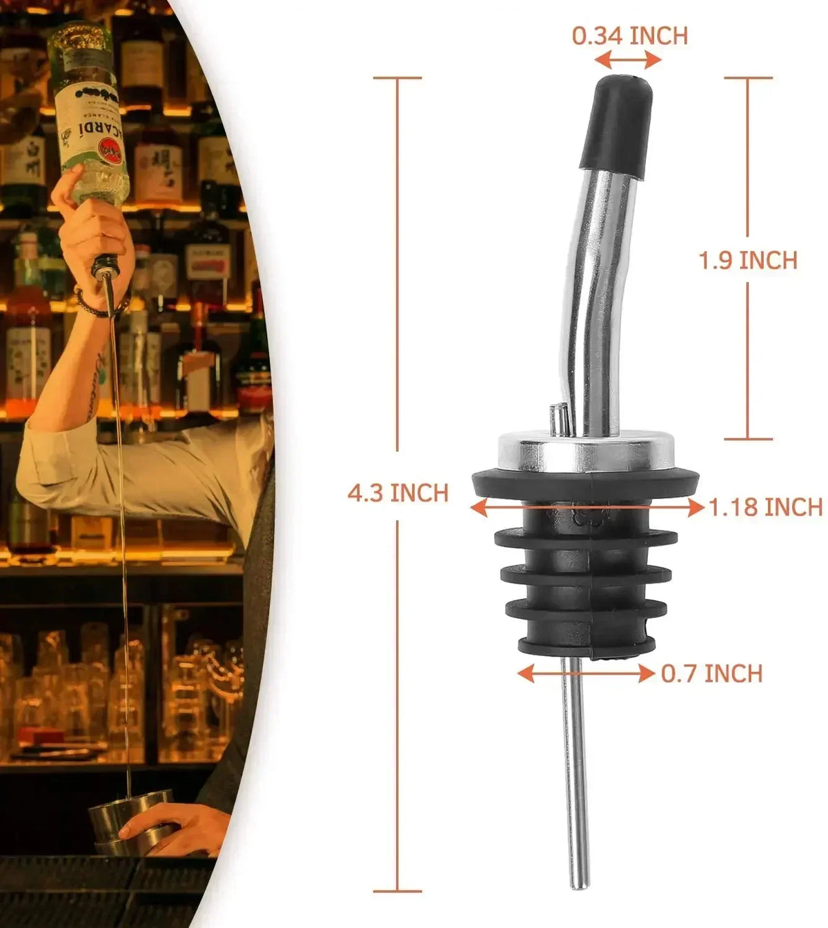 304 Stainless Steel Bottle Pourers – Bar & Wine Pour Spouts Bar Pour Spout Axl