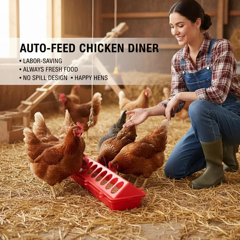 Automatic Chicken Feeder & Waterer – 16-Hole Poultry Dispenser Poultry Feeder Waterer Axl