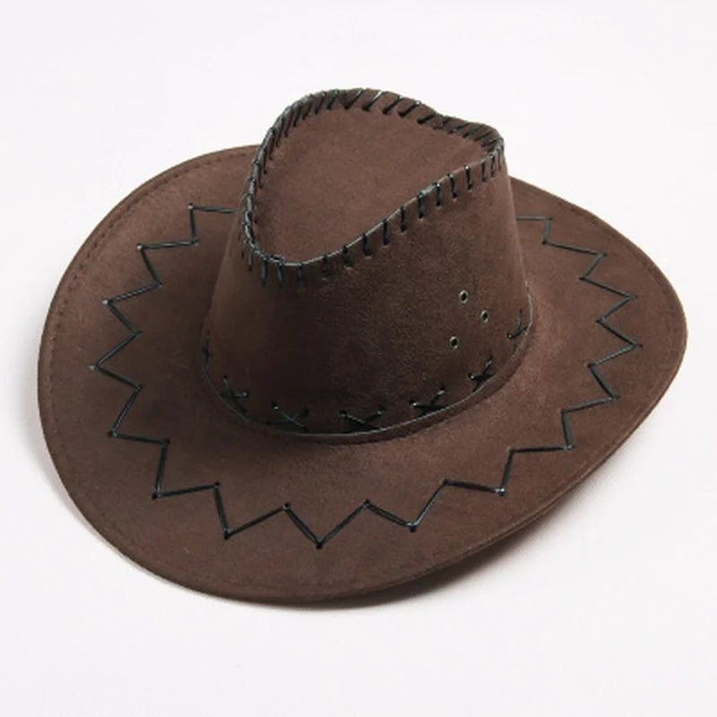Wide Brim Western Cowboy Hat – Unisex Faux Suede Sun Hat Western Cowboy Hat Axl darkcoffee