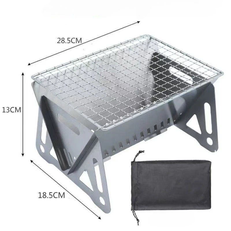 Portable Folding Stainless Steel BBQ Grill Rack | Outdoor & Home Portable BBQ Grill Axl Silver