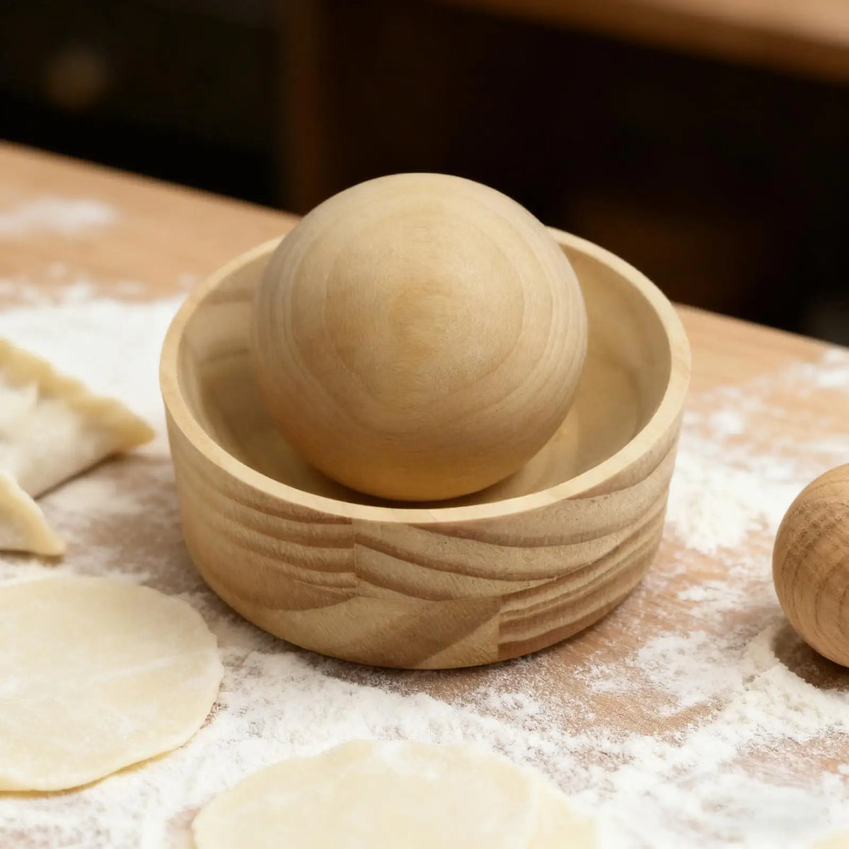 Wooden Dumpling Skin Maker – Hand Press Dough Wrapper Mold Dumpling Dough Press Axl