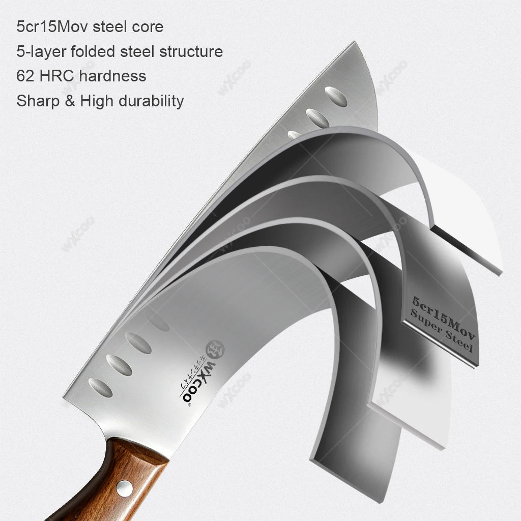 WXCOO Japanese Santoku Knife Set – 5-Piece Stainless Steel Kitchen Knife Set Axl