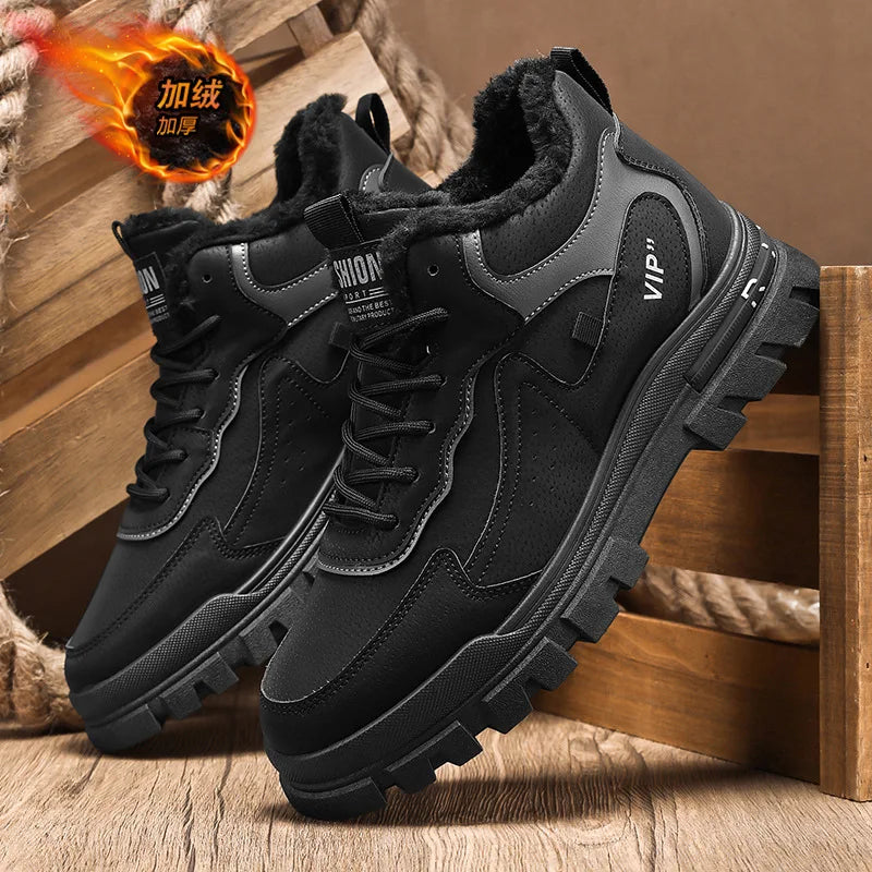 Men's Plush-Lined Waterproof Snow Boots – High Top Winter Men's Snow Boots Axl