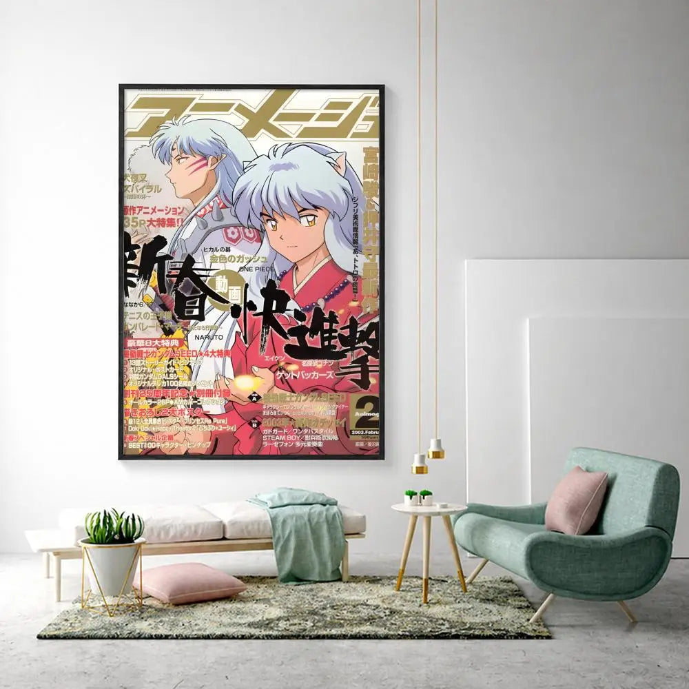 Inuyasha Anime Poster HD Art – Waterproof Sticky Wall Decor Anime Wall Poster Axl White18 21X30cmNoframe