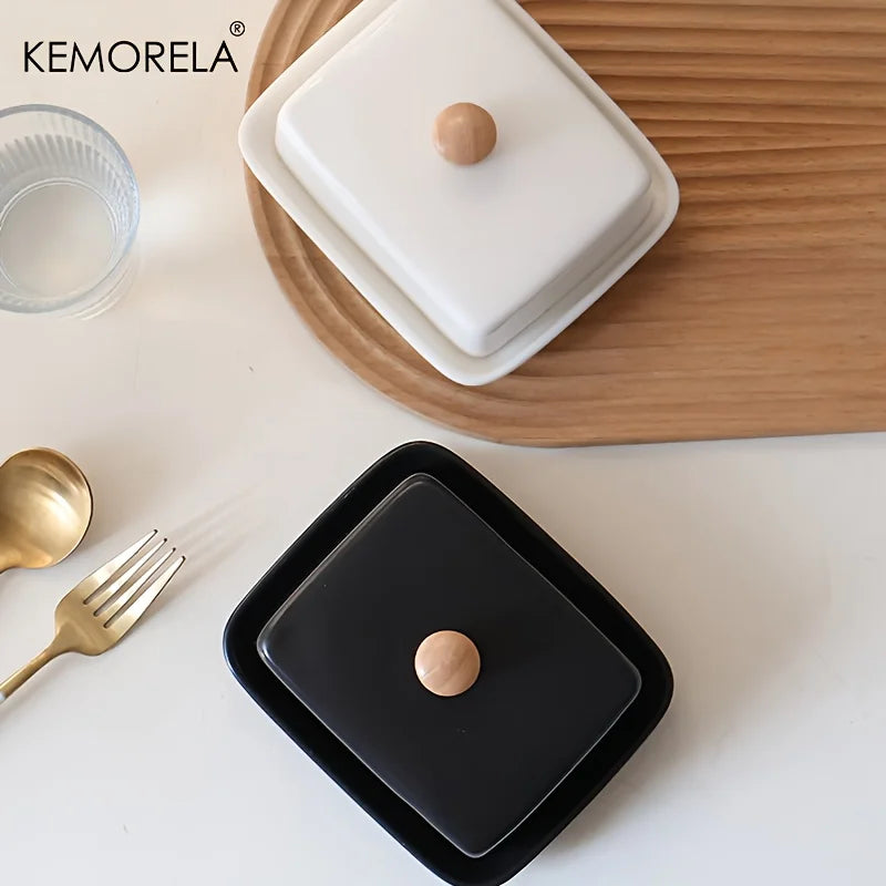 KEMORELA Ceramic Butter Dish with Lid – Cheese Storage Box Ceramic Butter Dish Axl