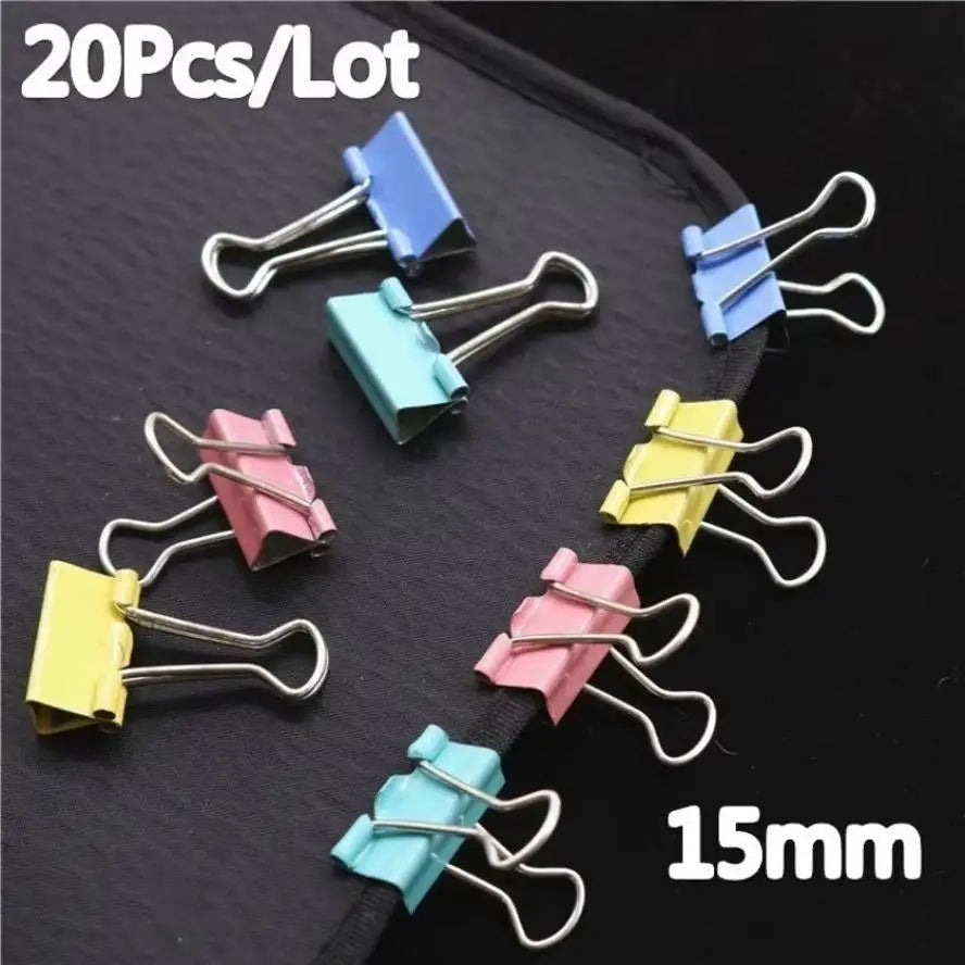 Colorful Metal Binder Clips 15mm – 20 Pack Paper Clamps Metal Binder Clips Axl