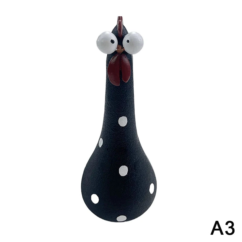 Quirky Big-Eyed Chicken Figurine – Polka Dot Resin Garden Statue Garden Figurine Axl A3