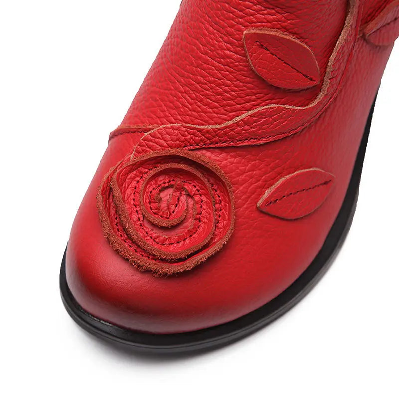 Women's Genuine Leather Wedge Ankle Boots – Retro Winter Style Wedge Ankle Boots Axl