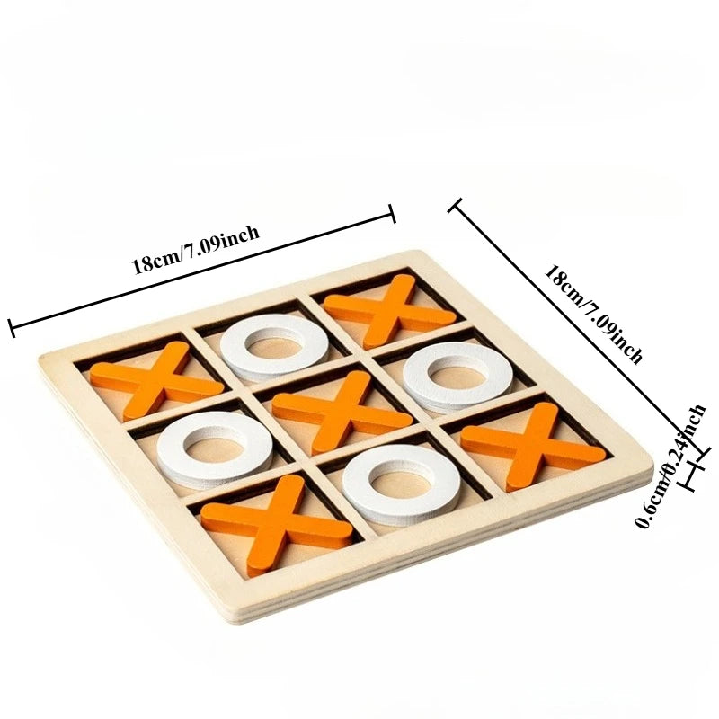 Wooden Tic-Tac-Toe Puzzle Game – Classic Family Strategy Toy Wooden Board Game Axl