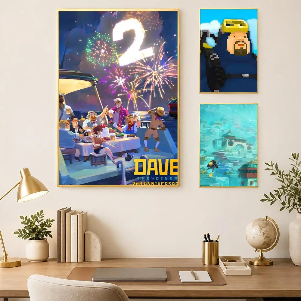 Dave the Diver HD PVC Self-Stick Wall Poster – Waterproof Art Wall Art Poster Axl