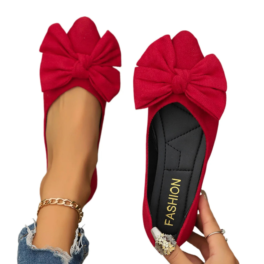 Women's Bow Pointed Toe Flat Loafers | Breathable Slip-On Flats Women's Flat Loafers Axl